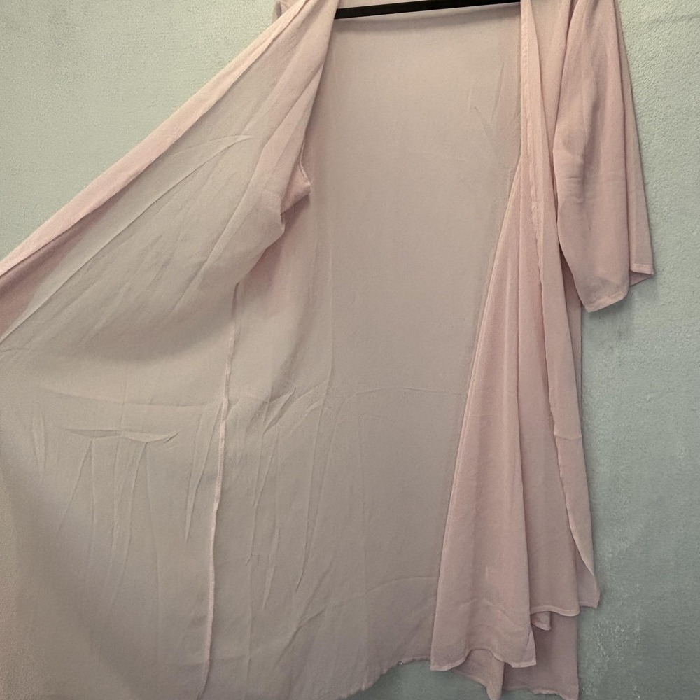 Pink Floral Tank Dress 2pc Set Womens 3XL Chiffon Lightweight Kaftan Sheer Top - Picture 12 of 16